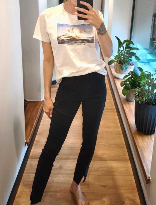 Czarne spodnie legginsy z rozporkami Basic H&M