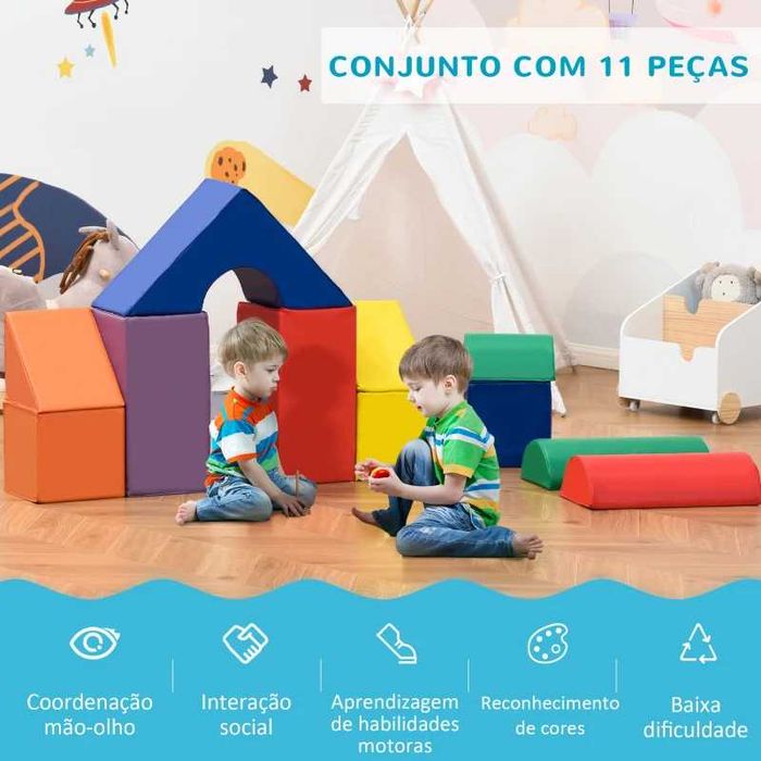 Conjunto de 11 Blocos de Espuma para Crianças 1-3 Anos - Multicor