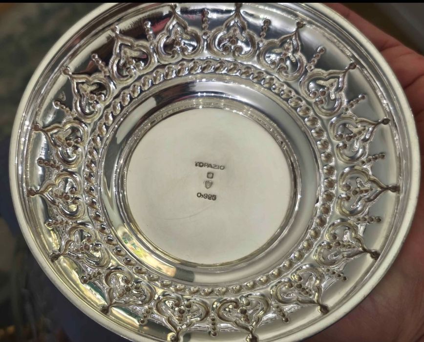 Centro de mesa / Fruteiro Cristal e prata 925 Topazio , assinado !