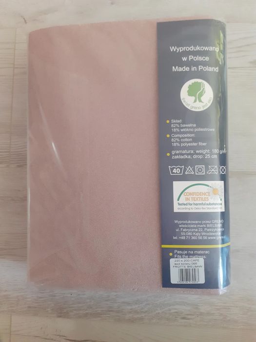 Nowe prześcieradło frotte z gumką 200x220 bielbaw