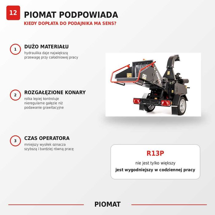 Cedrus R13P Rębak 13 cm podajnik hydrauliczny homologacja