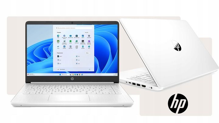 limitowany biały laptop hp 14 n4020 8gb ssd windows11 + 128gb ssd