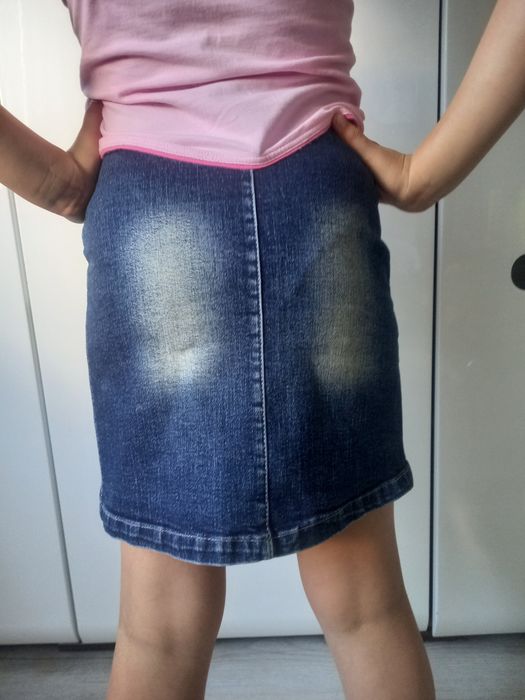 Spódniczka jeans zamek krótka Rosan-Tex 9 lat roz 134 cm