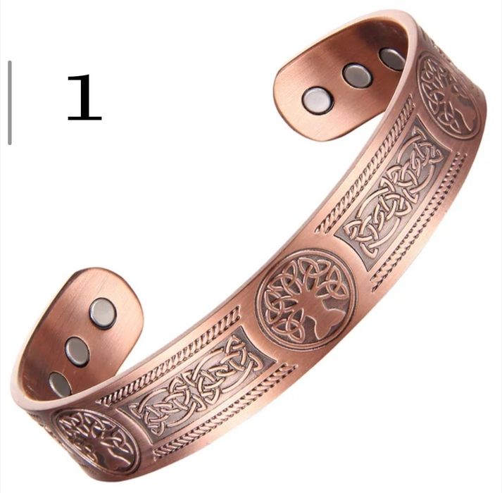 Miedziana bransoletka Viking – Drzewo Życia z magnesami