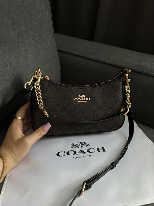 Сумка Coach Teri Shoulder Bag, коуч, коач біла, чорна , шоколадна