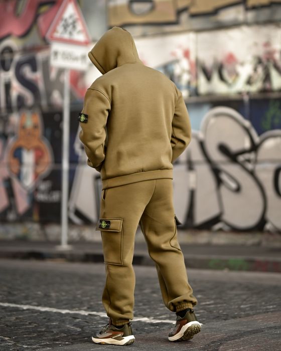 Чоловіче худі штани на флісі олива/костюм флис на зиму мужской олива