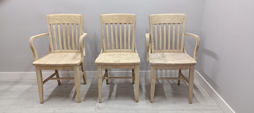 Dębowe masywne krzesła z podłokietnikiem do malowania 50sxt