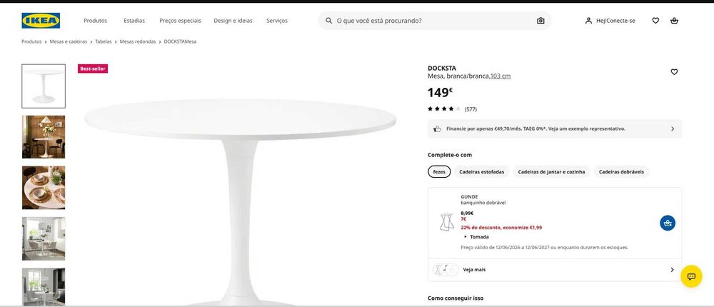 Mesa Branca redonda Ikea