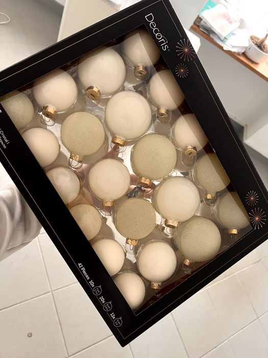 Bombki choinkowe szklane Decoris kremowe
