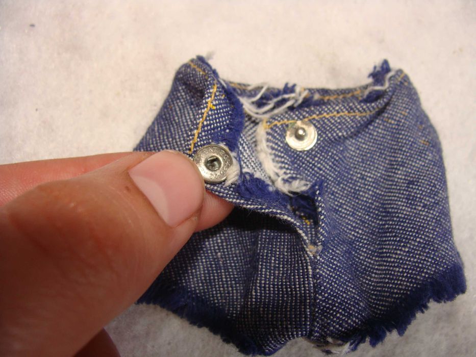 Calções de Ganga Azul e Ganga Branca para Boneca