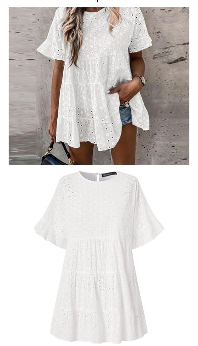 Bluzka-  tunika,  bawełna, haftowana, biała, rozm XL/ nowa