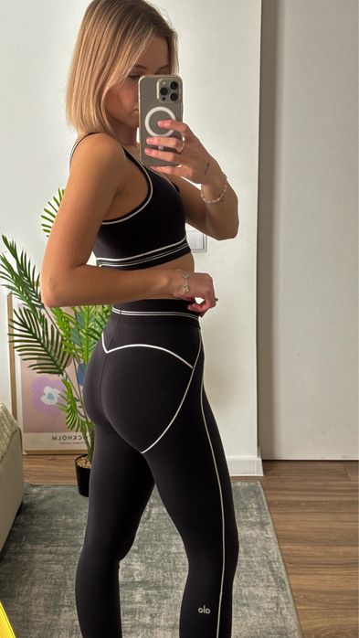 Комплект Alo Yoga Airbrush (ОРИГІНАЛ) топ і легінси black white