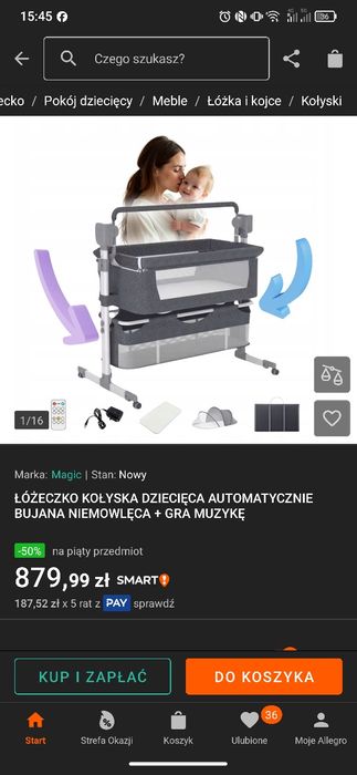 Kołyska elektryczna dostawka do łóżka