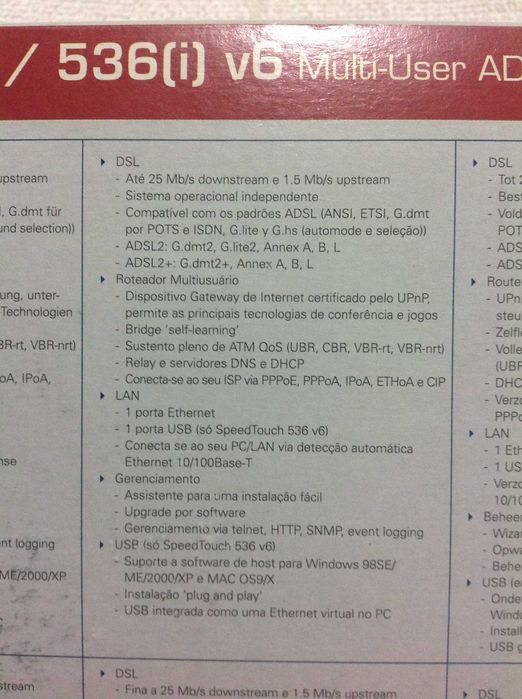 Modem Thomson SpeedTouch 516(i) v6 / 536(i) v6