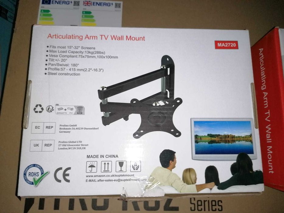 Suporte monitor parede p mais de 15 a 32'' 13 kg girar/inclinar/estender VESA 100 x 100/75 x 75 mm