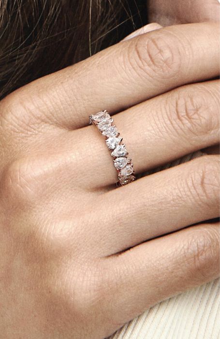 Anel Novo Pandora Aro Alternado Revestimento de ouro rosa 14k