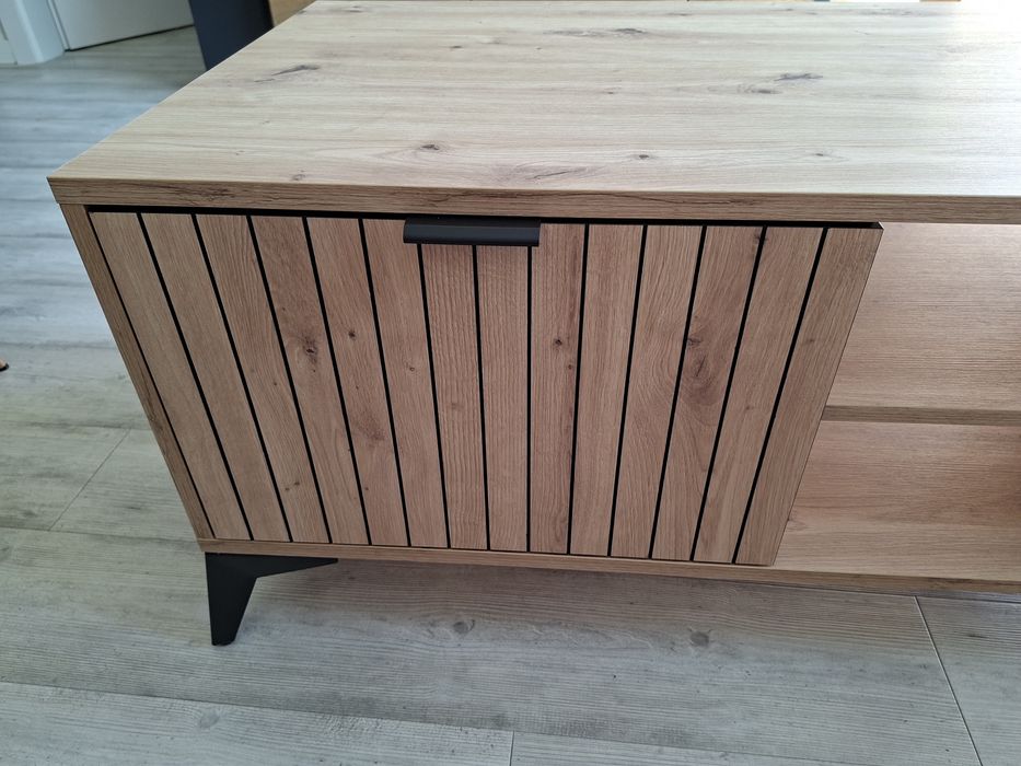 Ława Lamea 110 cm z szufladą i półkami dąb artisan