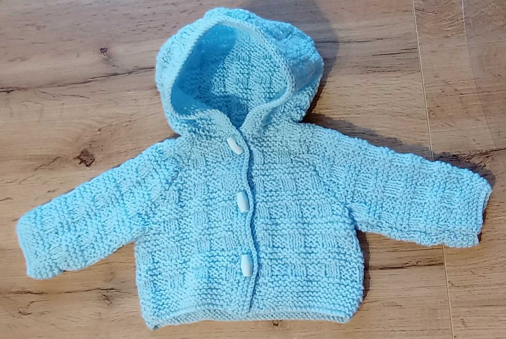 Sweter dla niemowlaka z kapturkiem, Niebieski, Hand Made