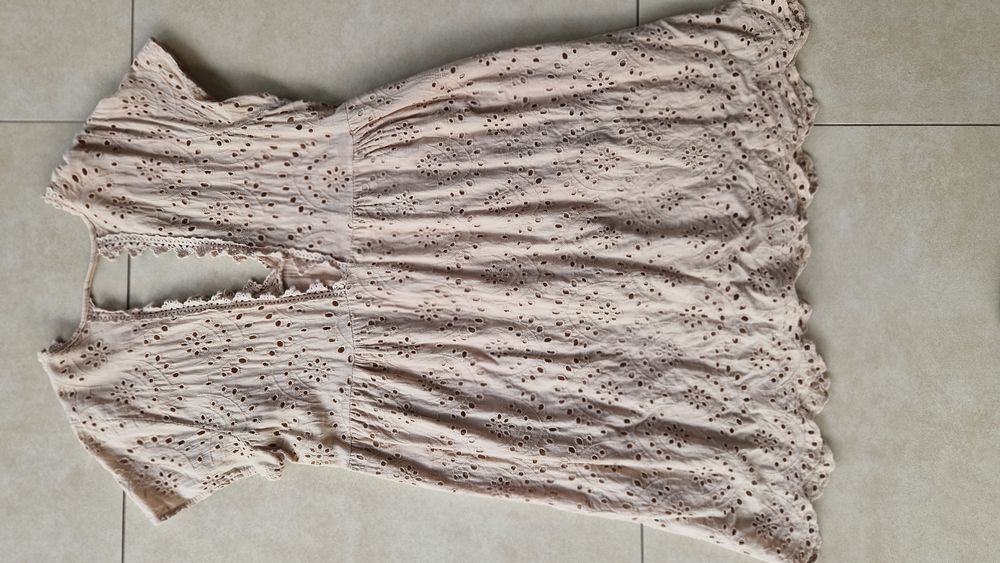 Ażurowa sukienka Boho beżowa one size