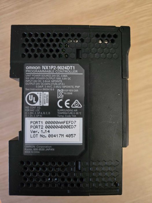 Sterownik PLC Omron NX1P2-9024DT1 z rozszerzeniami