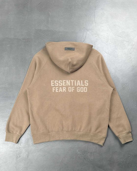 Худі Fear Of God Essentials Logo-Flocked Zip-Up Hoodie Tobacco