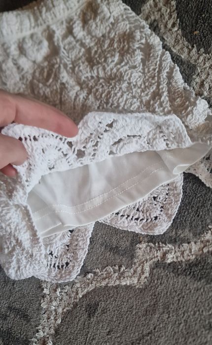 Biały ażurowy dziargany komplet S