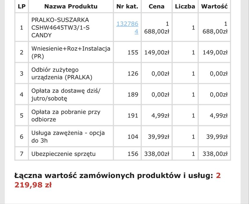 Pralko suszarka CSHW4645TW3/1-S CANDY
