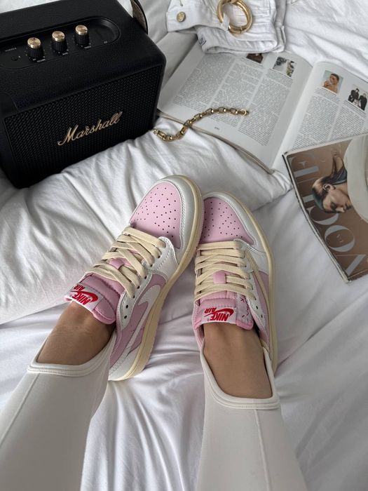 Nike Air Jordan 1 Low x Travis Scott Pink White Beige 36-41р