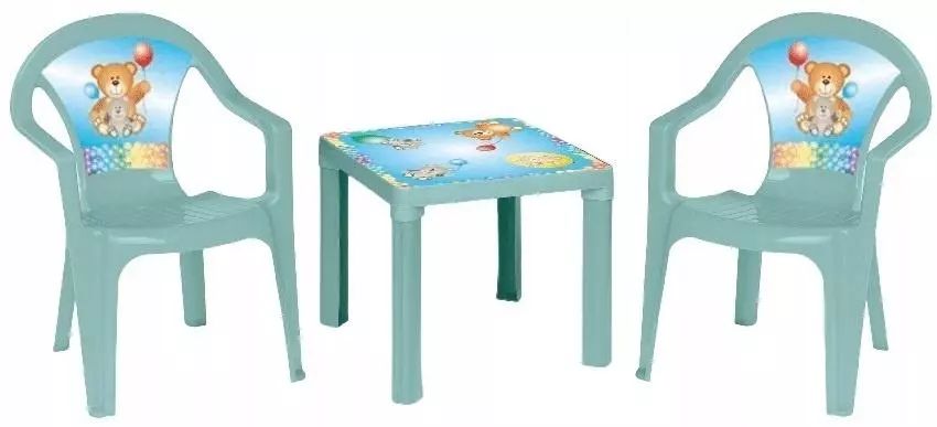 Stolik i dwa krzesła pastel turkus. 3TOYSM. Nowy Produkt