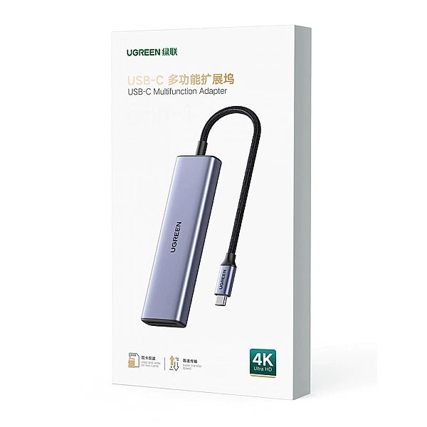 HUB Ugreen CM511, 20956A 6w1 USB-C - HDMI / 3x USB-A 3.0 / czytnik kar