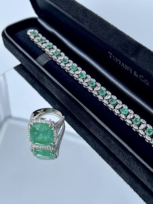 Браслет Бриллианты / Изумруды