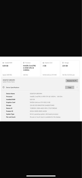 Pc Desktop i3 + GTX 1050