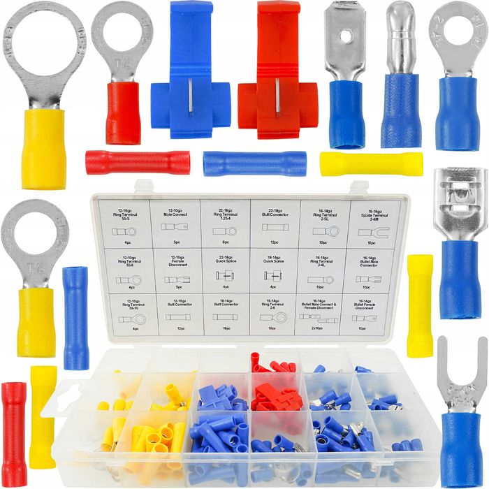 Zestaw konektorów izolowaych 160 szt KONEKTORY ELEKTRYCZNE ZŁĄCZA