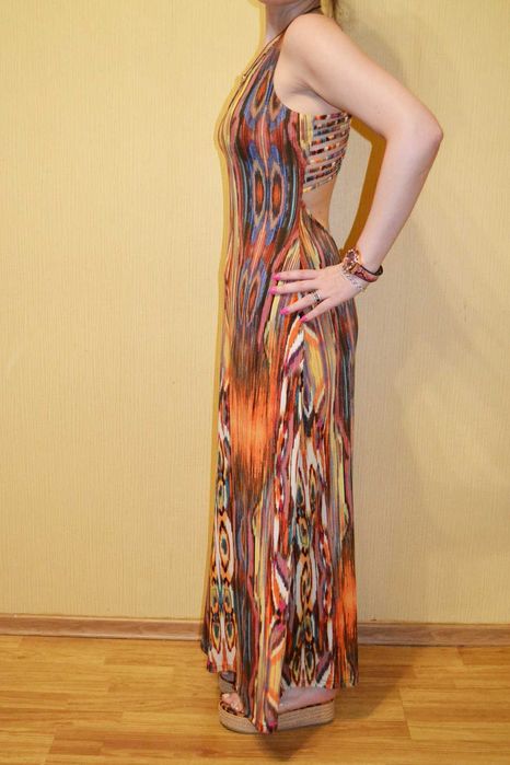 Длинное платье сарафан в пол с голой спиной Roberto Cavalli