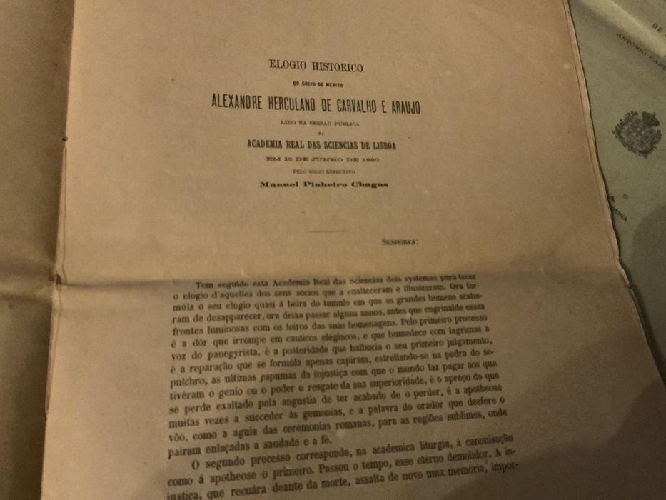 Elogio Historico 1890 - Alexandre Herculano de Carvalho e Araujo
