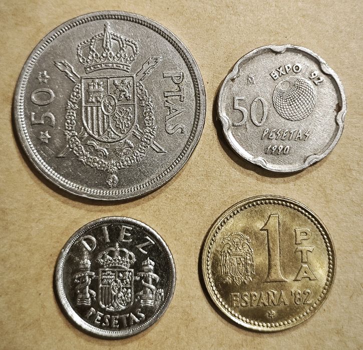 Lote de notas e moedas Peseta de Espanha