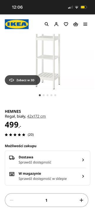 Regał półka HEMNES IKEA biała idealna 170cm