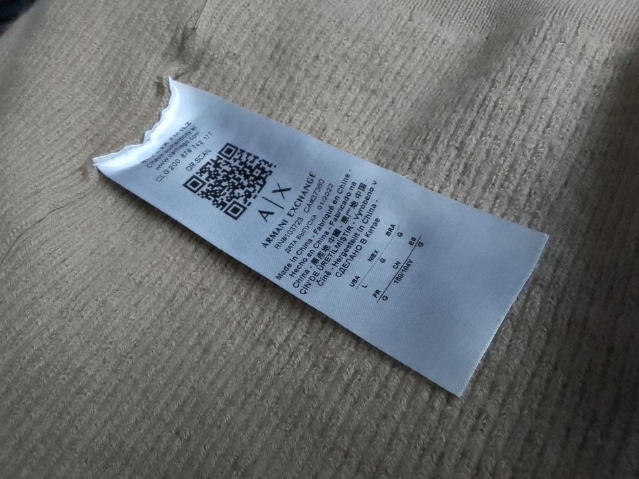 Kardigan L 40 Armani Exchange Wełna dziewicza