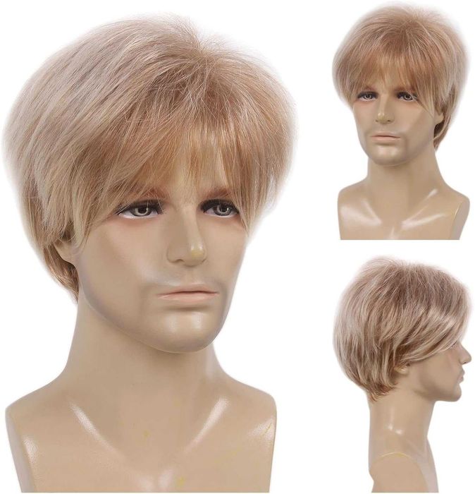 Peruka Męska Blond Krótka Anime Cosplay Regulowana Syntetyczna