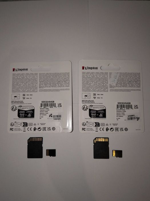 Две Карты памяти Kingston Canvas Go! Plus microSDXC 64GB UHS-I U3 V30 + SD-адаптер (SDCG3/64GB)