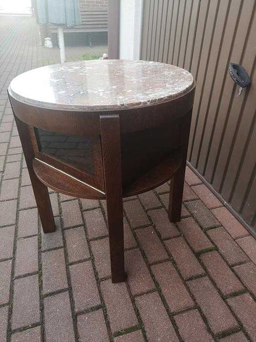 Stolik Barek Okrągły ART-DECO Dębowy Stary Antyk Po Renowacji Okazja.