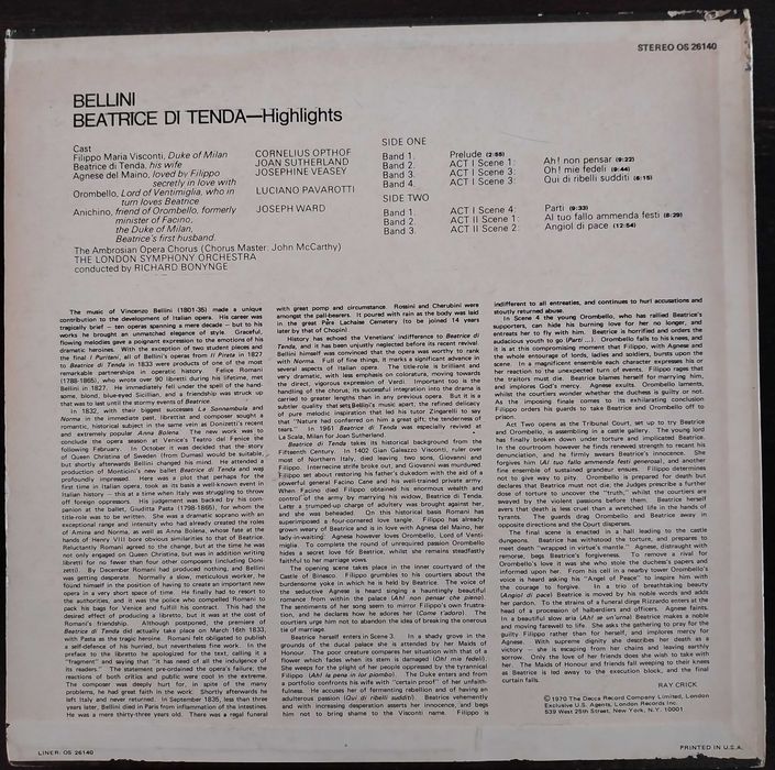 vinil: “Bellini - Beatrice di Tenda (Highlights)”