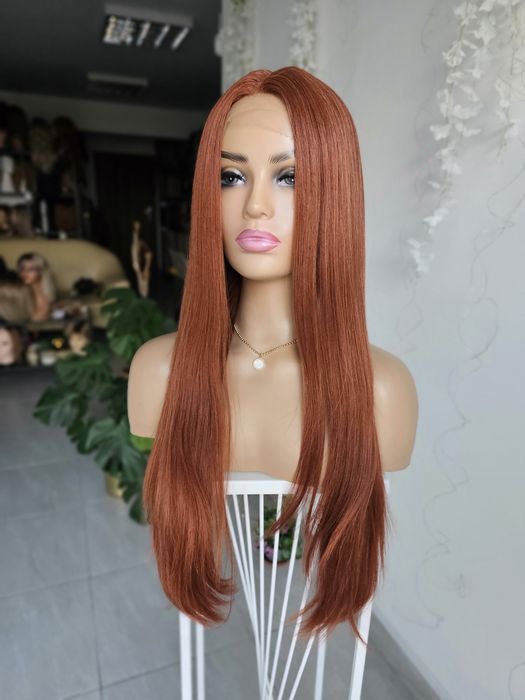Długa ruda peruka premium Inka lace front naturalny efekt