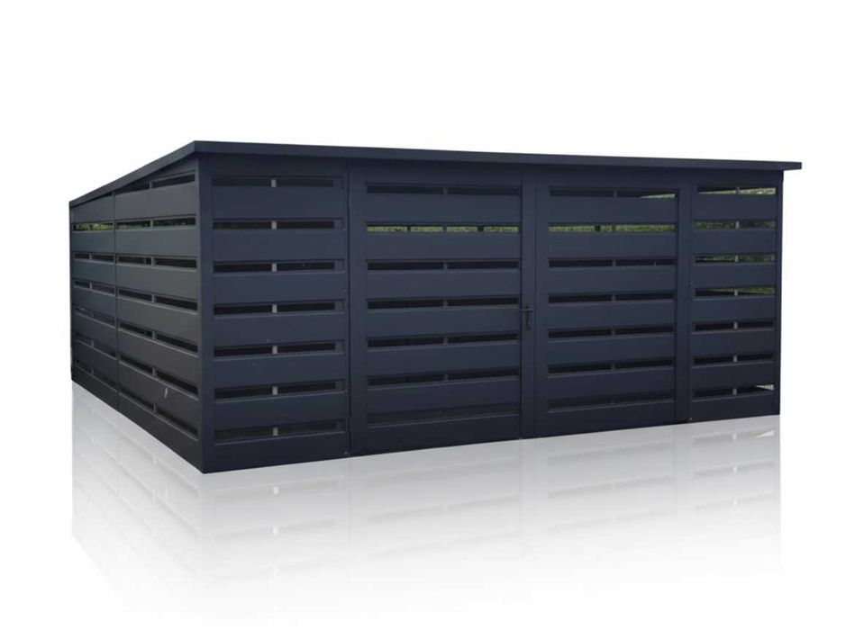 Nowoczesna Wiata Śmietnikowa 5×4.5 m Ciemny Grafit – Dach jednospadowy