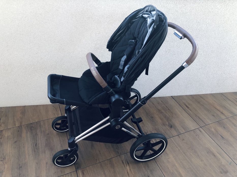 Cybex Priam 2.0 - 2w1  Deep Black + Chrome Brown  + torba + uchwyt na kubek
