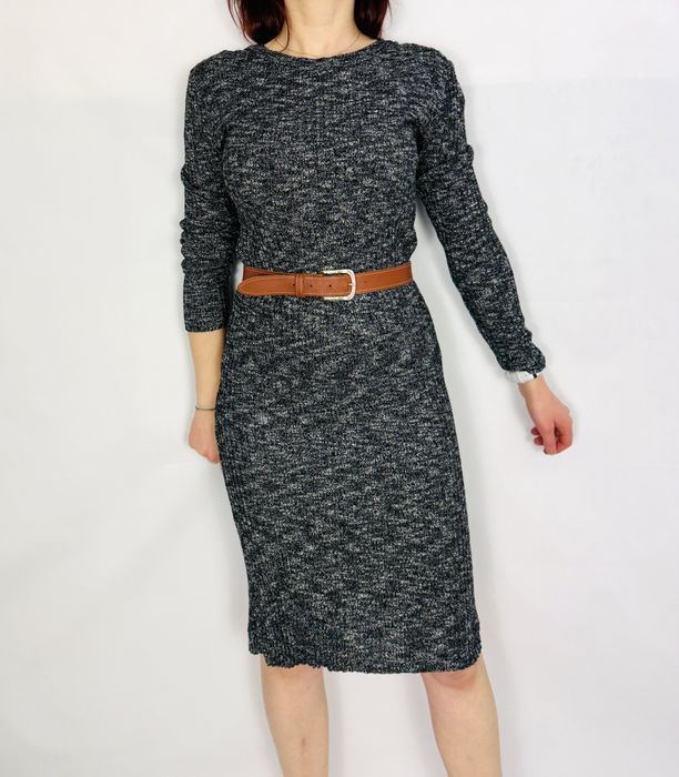 Szara dzianinowa sukienka midi M 38