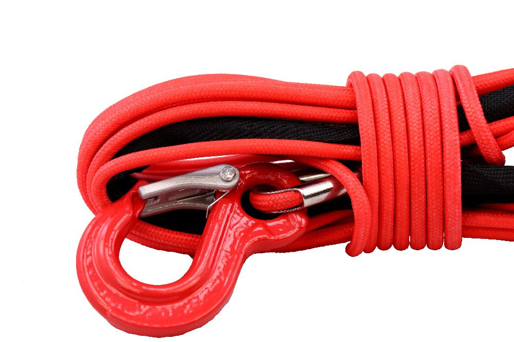 Lina syntetyczna W OPLOCIE 8MMX28M syntetyk do wyciągarki HAK KAUSZKA