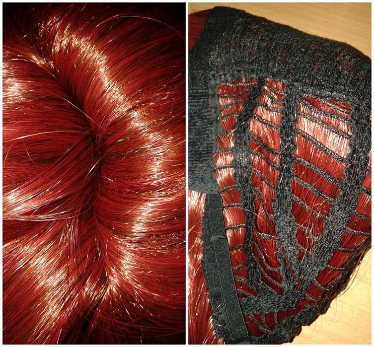 Czerwona peruka fryzura lata 60 70 te natapirowana Peggy Bundy wig