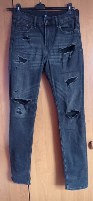 Jeansy spodnie jeansowe z rozdarciami czarne