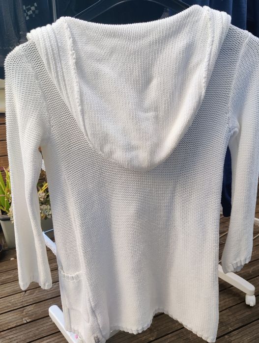 Casaco, cardigan branco, com capuz, Blanc du Nil, T.0